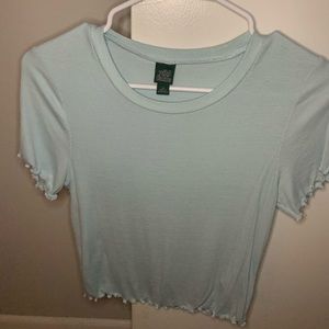 Aqua Ruffled Crop Tee